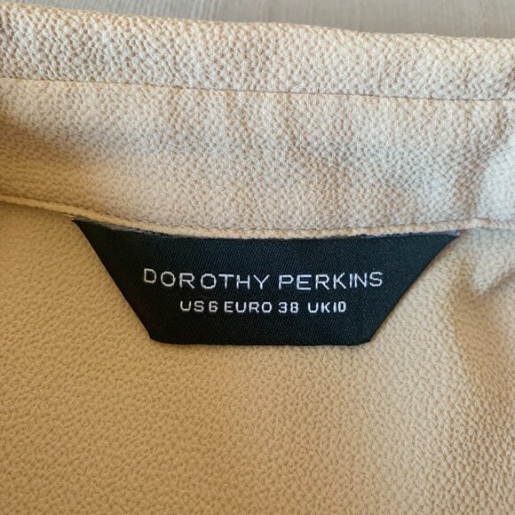 Dorothry Perkins Beige Collar ¾ Length Sleeve Blouse Corpcore Siren Minimalist - Picture 8 of 14